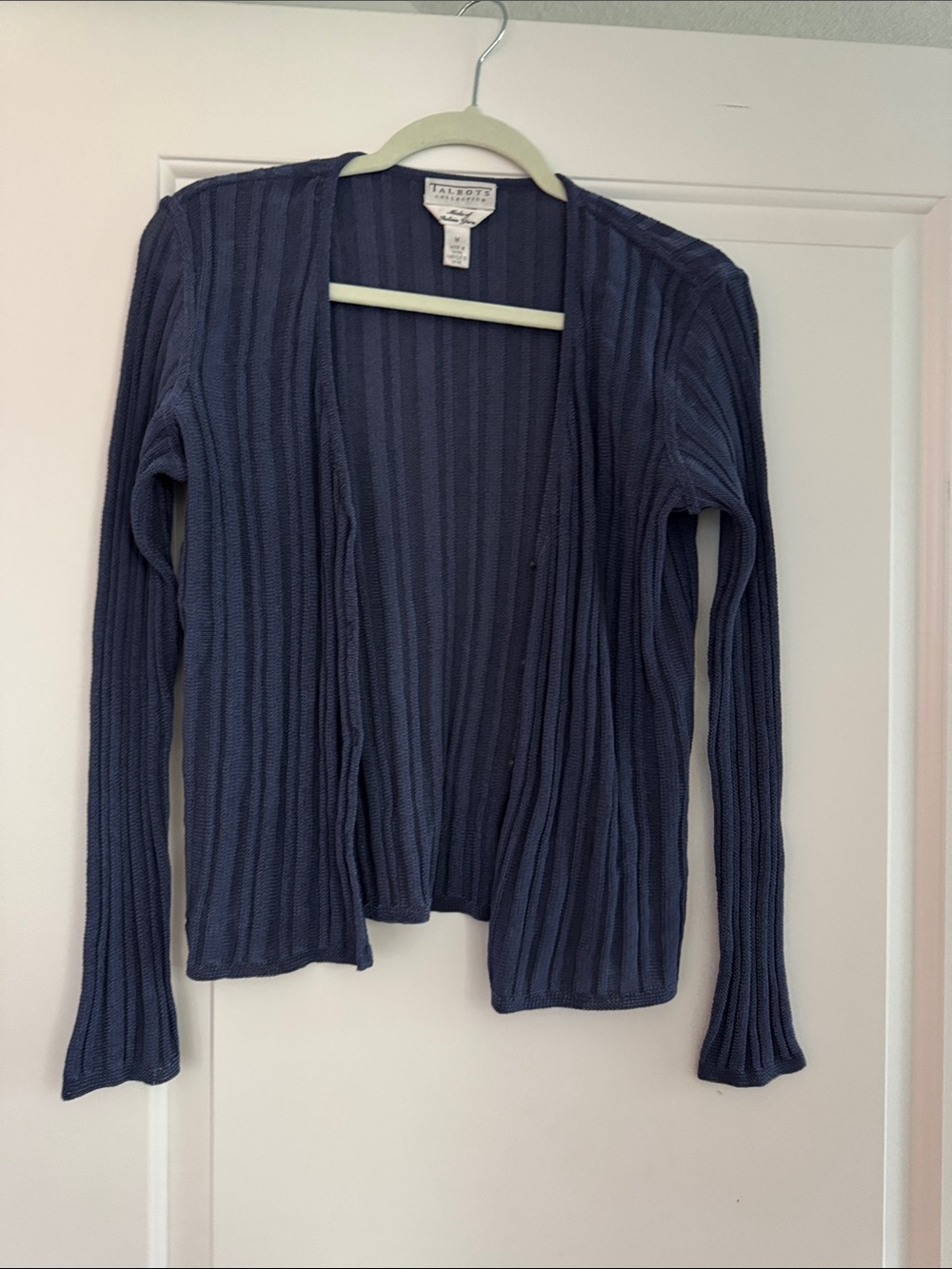 Talbots Navy Ribbed Open-Front Cardigan and Tank Top Set - Picture 3 of 3